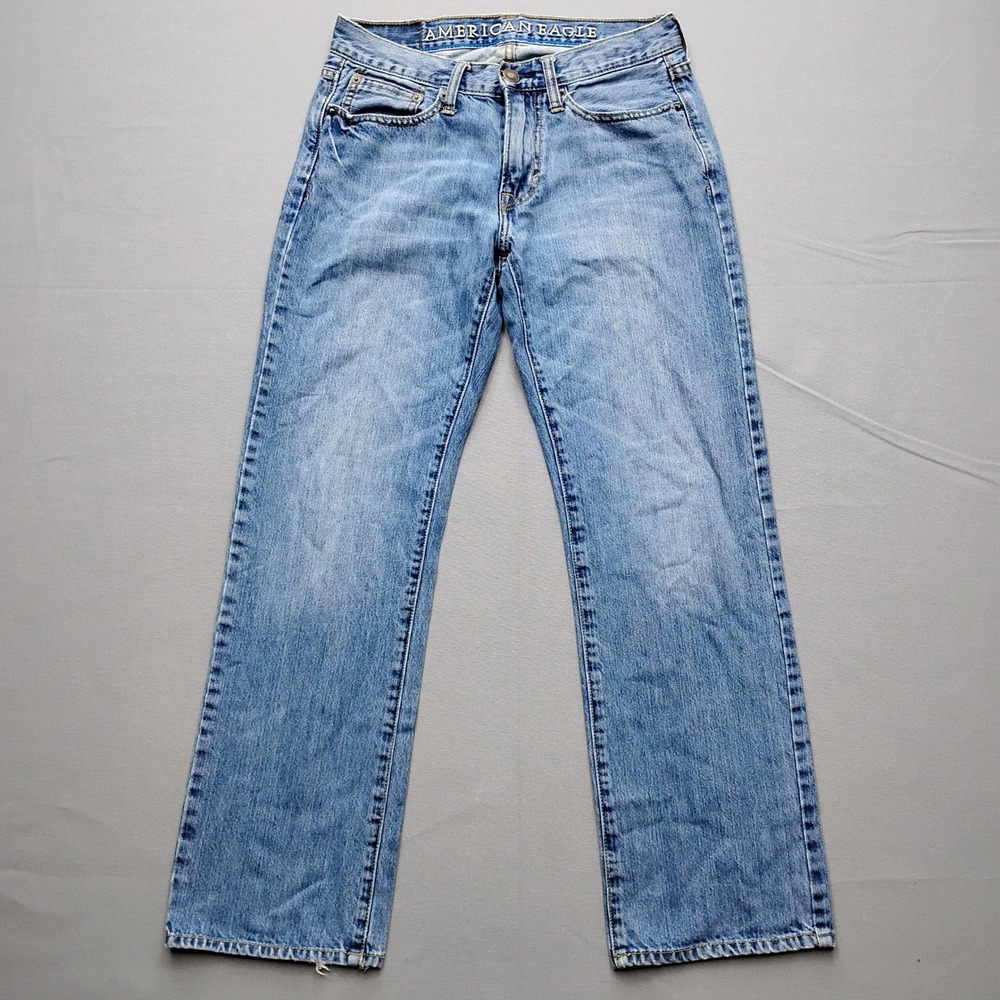 American Eagle Mens Original Straight Leg Jeans Light Wash Blue 28x30